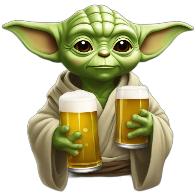 Yoda buvant une bière emoji