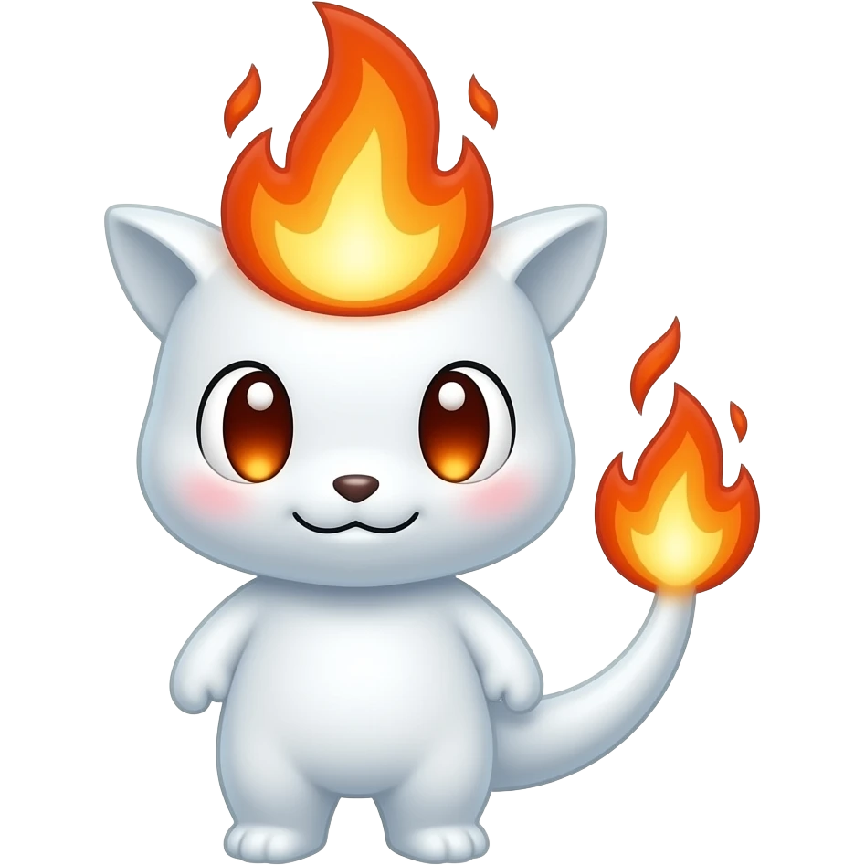 Kuwaii white fire with eyes emoji