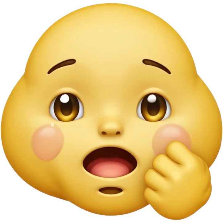 Crying yellow emoji with fist in front of mouth emoji