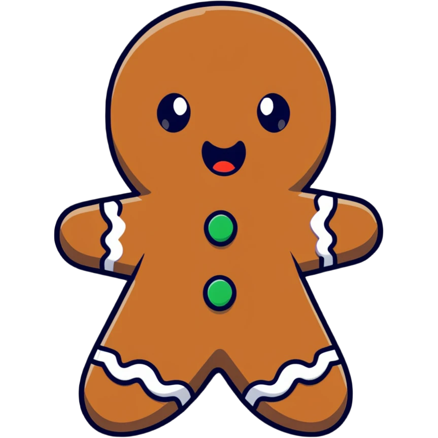 half-eaten gingerbread man with shocked expression emoji