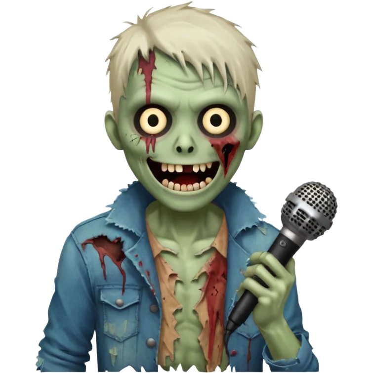 Singing Zombie with a smile on his face and a mic on his hand  emoji