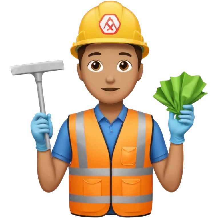 waste-management, safety vest, trash picker, cleaning up trash emoji