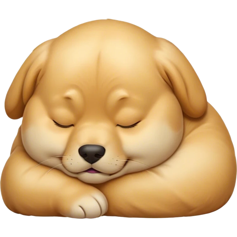 Cinematic Meme-Worthy Chubby Sleeping Golden Retriever Portrait Emoji, Head resting peacefully with a contented smile, showcasing a delightfully chubby build and a luxuriously soft golden coat, eyes shut in a serene nap, Simplified yet hilariously adorable features, highly detailed, glowing with a soft, drowsy light, high shine, relaxed and utterly lovable, stylized with an air of playful laziness, bright and heartwarming, soft glowing outline, capturing the essence of a comically sleepy companion, so meme-worthy it feels like it could instantly become the next viral sensation of adorable slumber! emoji