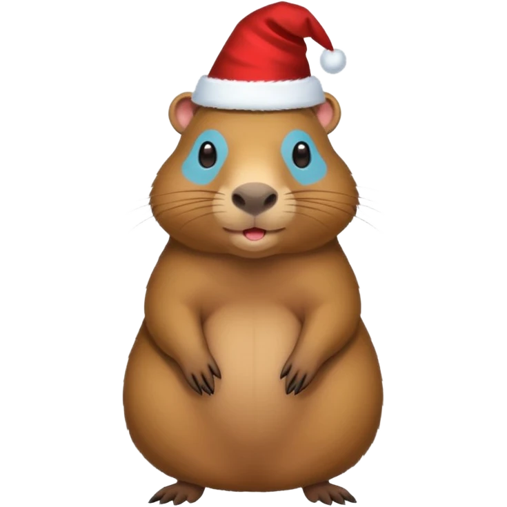 A full-length capybara wearing a New Year's hat emoji