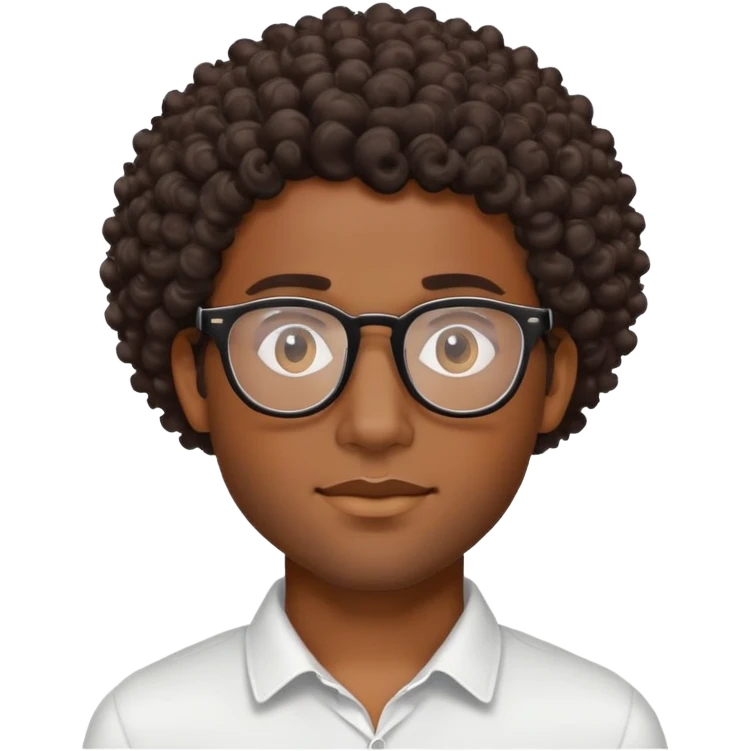 Black handsome guy with curly hair and glasses  emoji