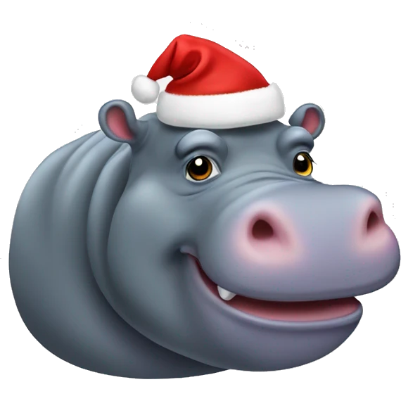 Hippo wearing Santa hat emoji