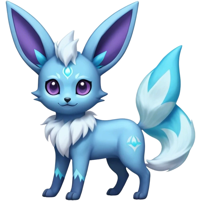 Fluffy celestial Glaceon-Espeon-Umbreon-hybrid, full body emoji