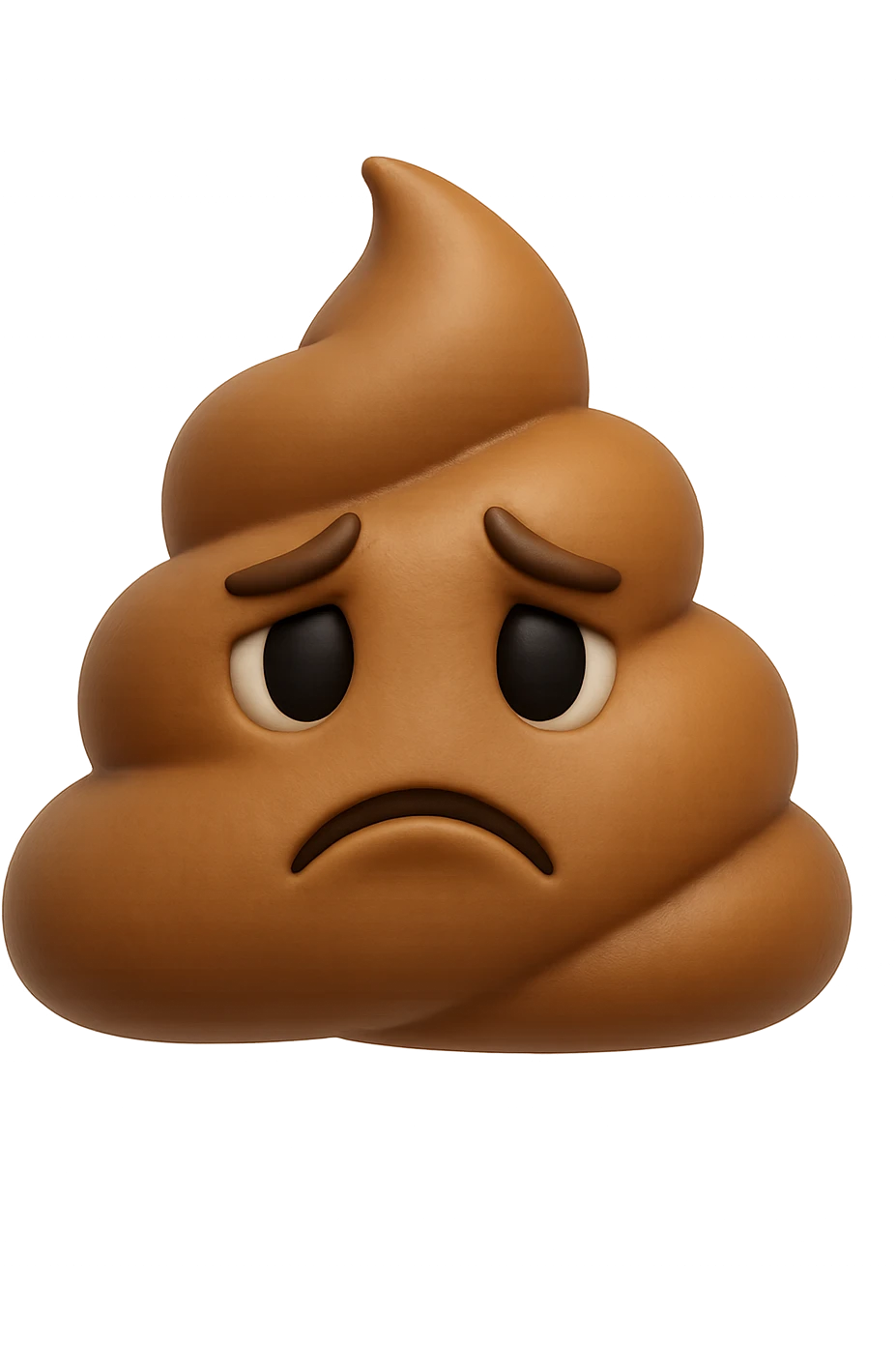 EMOJI STILE IPHONE 3D DI UNA MONTAGNETTA DI FECI A PALLINE CON ESPRESSIONE TRISTE, IPERREALISTICO 4K emoji