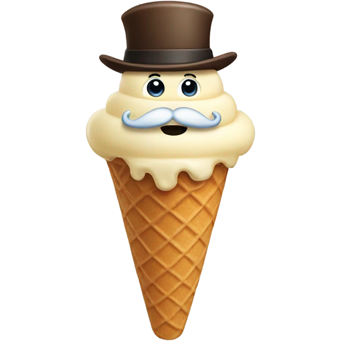 Ice cream cone with a beard  emoji