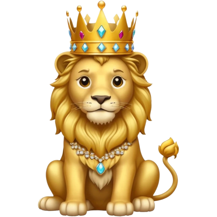 Lion King – proud golden lion wearing a tall jeweled crown, sitting emoji