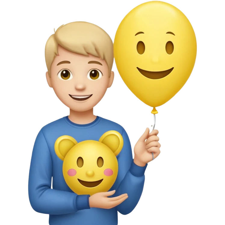 Teen with smiley-face balloon emoji