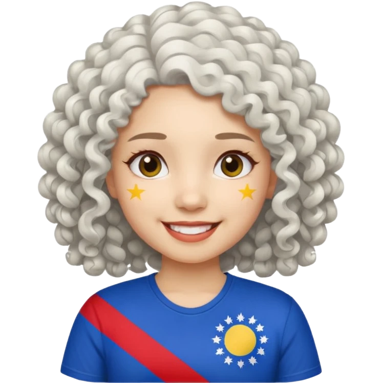 white curly hair girl pinoy flag emoji