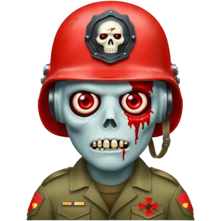 A red zombie with a military helmet emoji