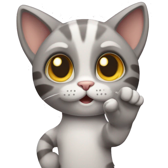 cat says bye and waves with paws emoji