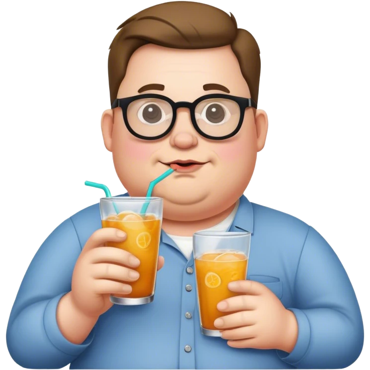 John pork with fat belly and glasses ￼with a lean drink emoji