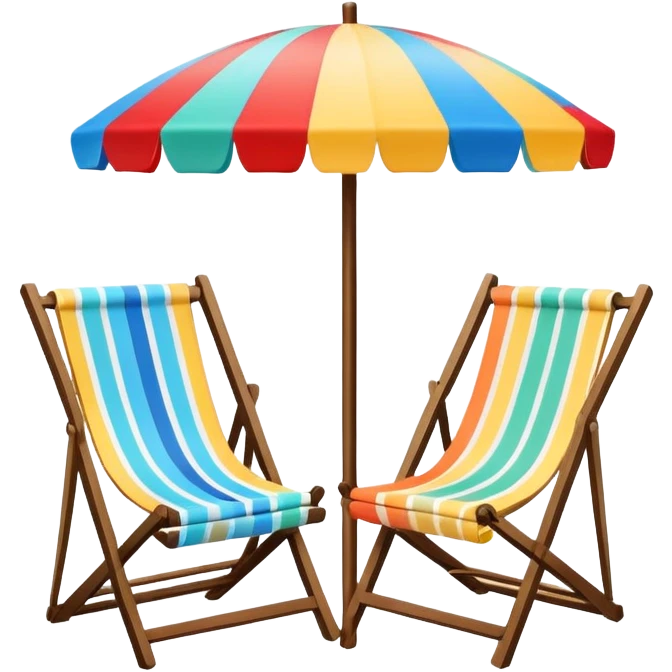 straw Beach umbrella, with wood chair emoji