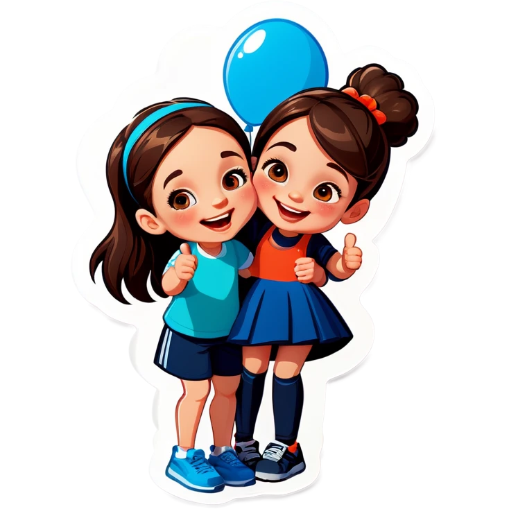 Cartoon big and girl kids celebrating  emoji