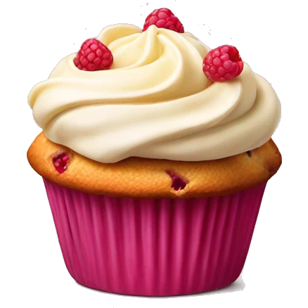 raspberry white chocolate muffin with  emoji