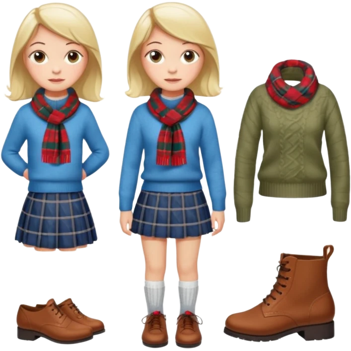 sweater skirt saddle shoes bobby socks scarf emoji