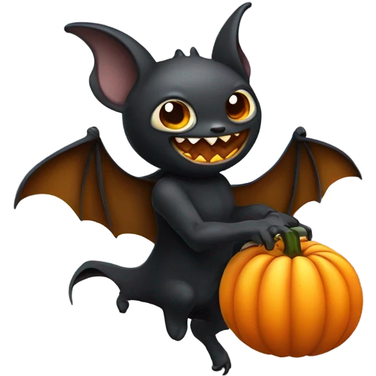 Bat carrying a pumpkin  emoji