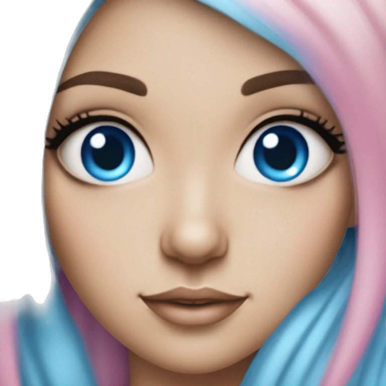 Girl with blue hair and pink hair with blue eyes eye liner emoji