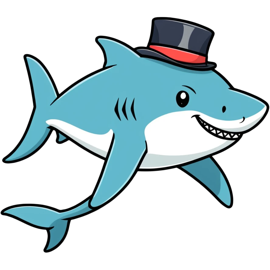 Shark with a top hat emoji