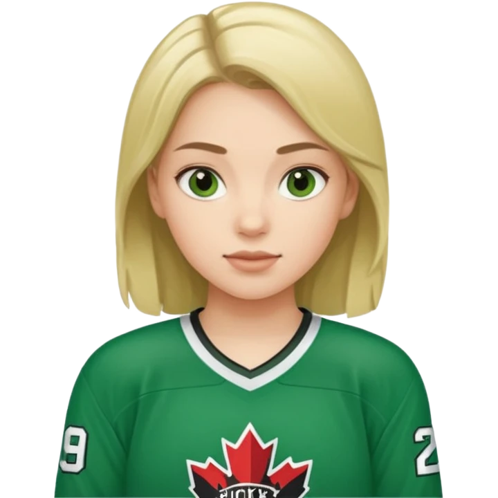 Girl hockey player with green jersey emoji
