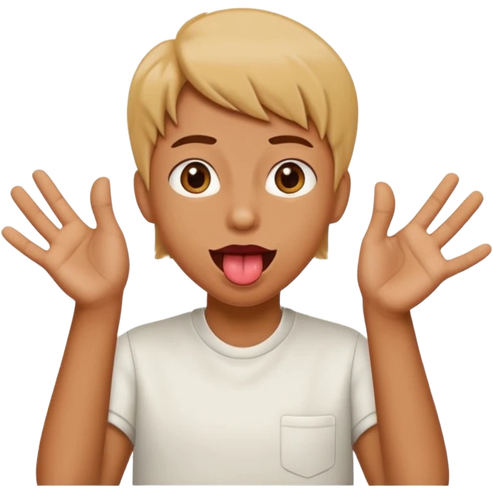 Tongue out with hands to the side emoji