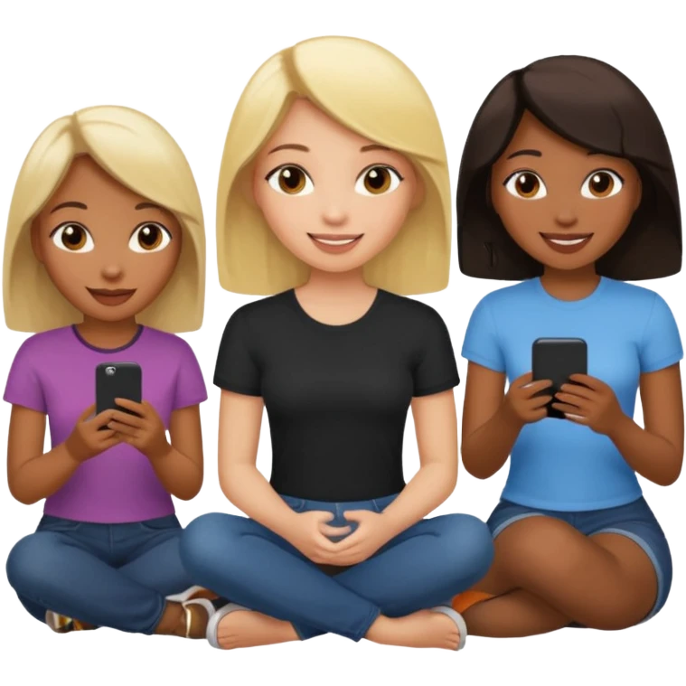 black woman with blonde hair and brunette friends sitting and chatting emoji