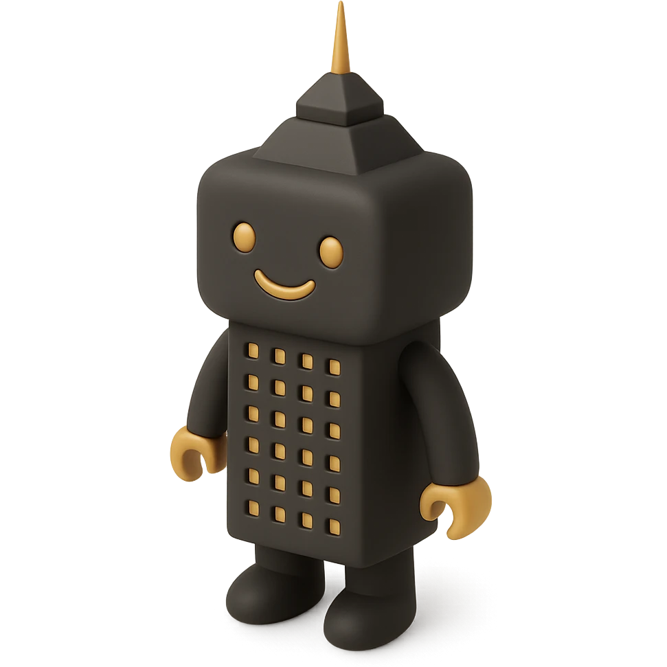 a smiling robot with a skyscraper-like body emoji