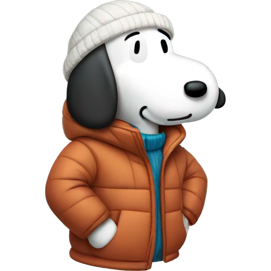 Old cartoon snoopy in a winter jacket  emoji
