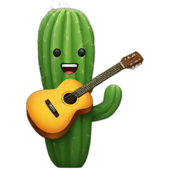 Cactus playing guitar emoji