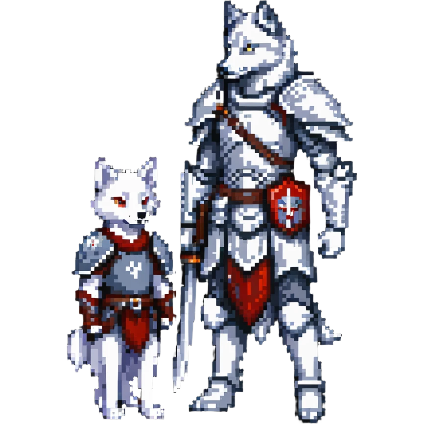 retro fantasy warrior with wolf companion emoji