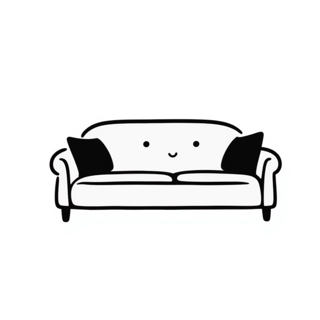 sofa in hand-drawn doodle style emoji