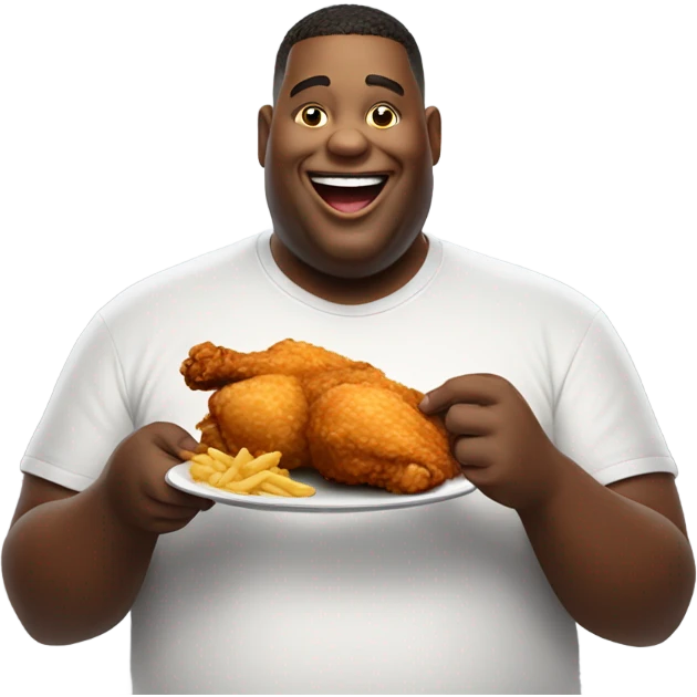 Fat man eating chicken  emoji