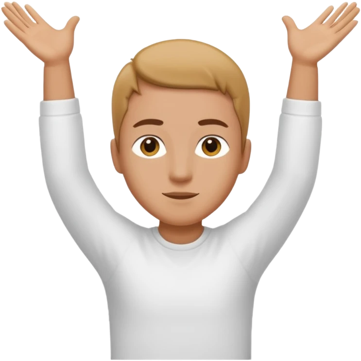 Una persona con los brazos estirados perpendicularmente hacia ambos lados con una camiseta blanca  emoji