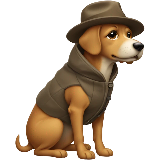 Dog wearing a coat hat and boots emoji