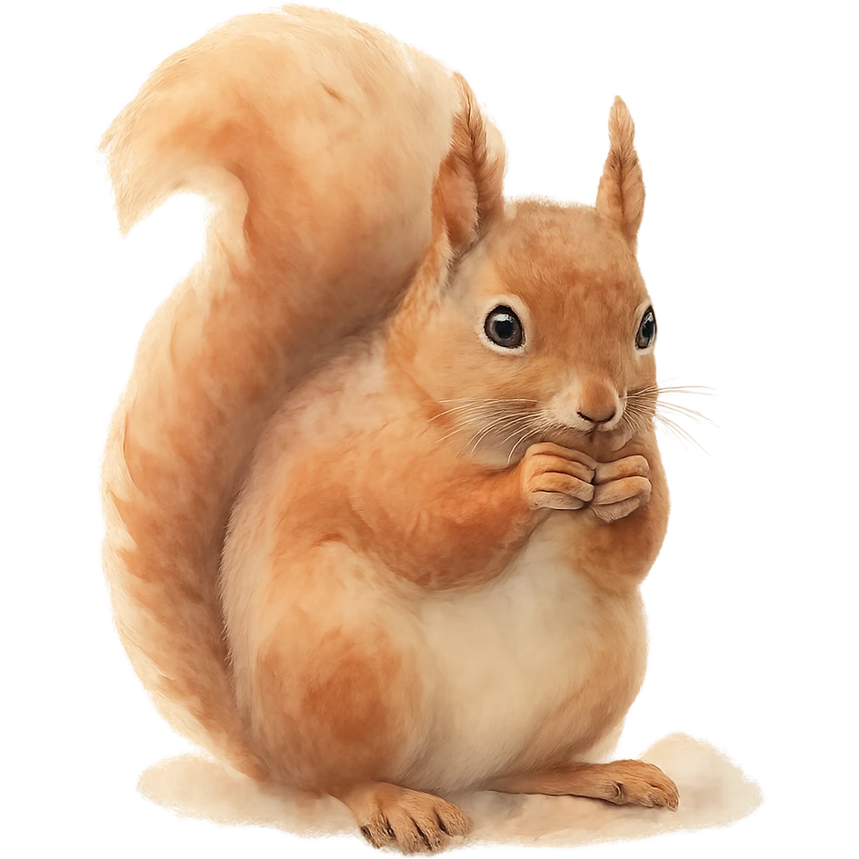 watercolor style squirrel eating emoji