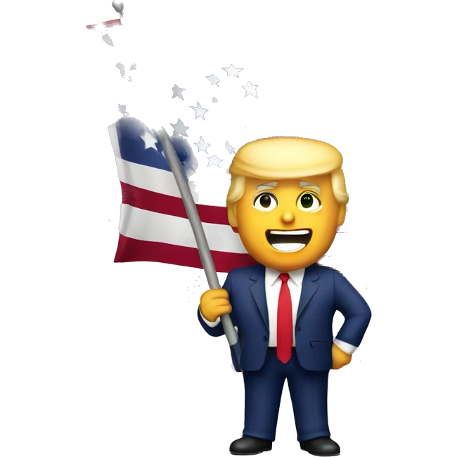 Trump holding American flag emoji