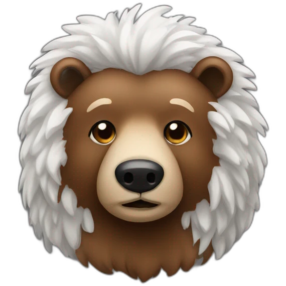 A brown bear with salt and pepper hair emoji