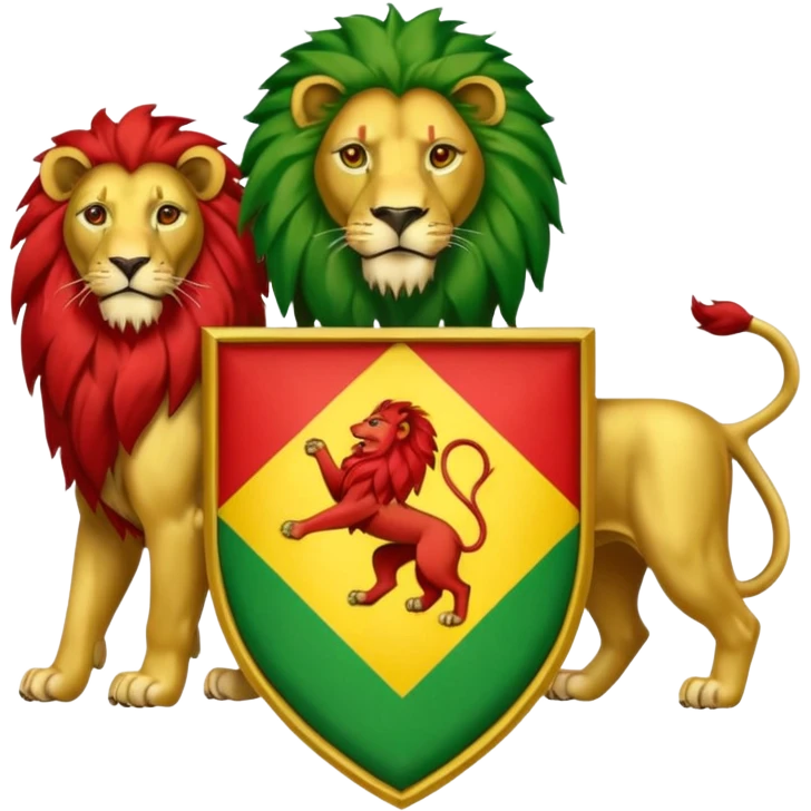Bob Marley heraldic crest with ethiopian lions and colors emoji