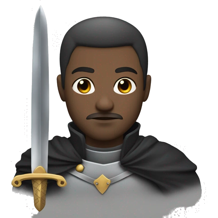 serious man with gray eyes with sword, its knight, he has scar on his lips emoji