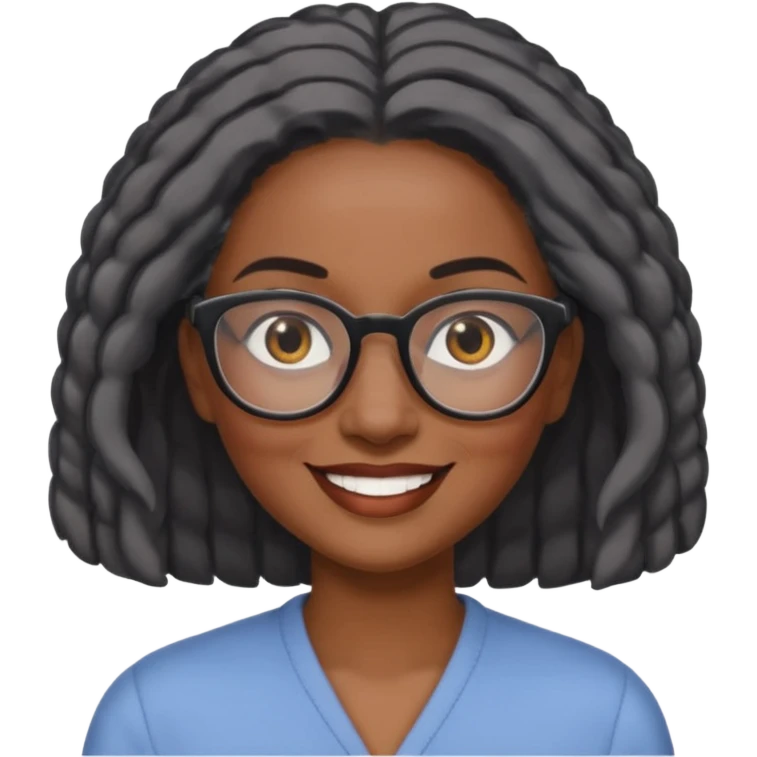 emoji of a black grandma women with longer past shoulder black and gray hair with glasses and brown eyebrows emoji