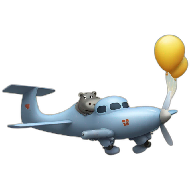 hippo flying plane emoji