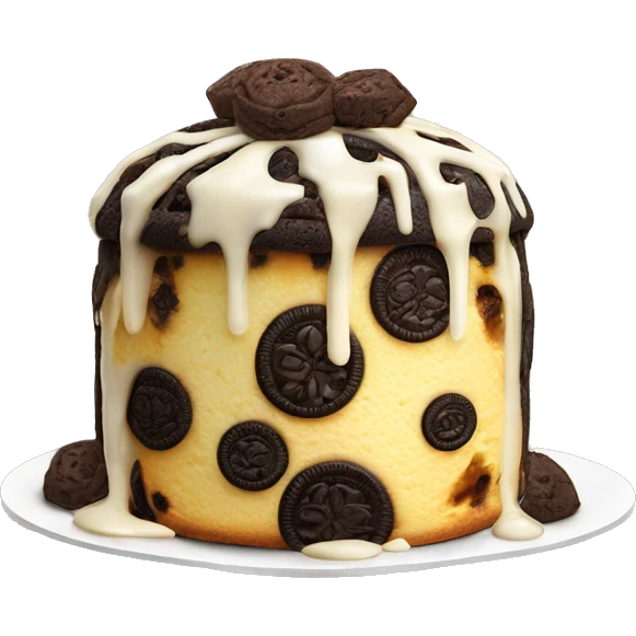 Oreo panettone, white chocolate drip emoji