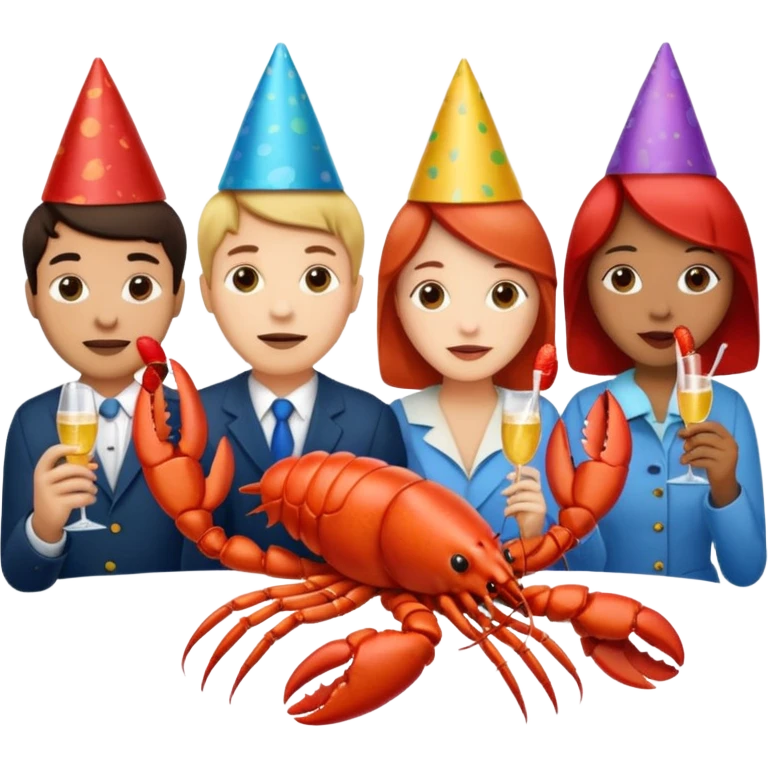 200 people eating lobster at a family party emoji