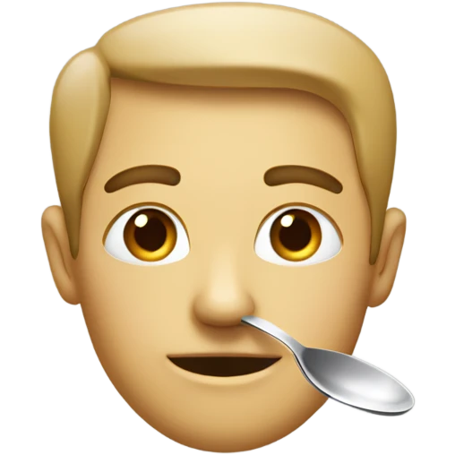 A normal pan without a face with a spoon seen from the side emoji