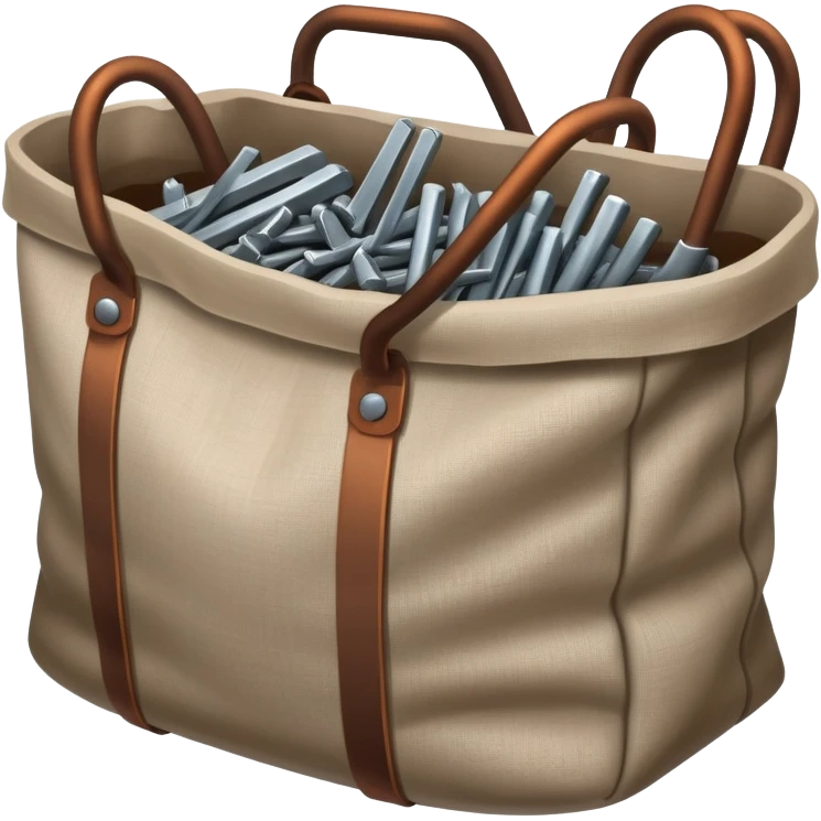Linen Opened bag full of iron bar emoji