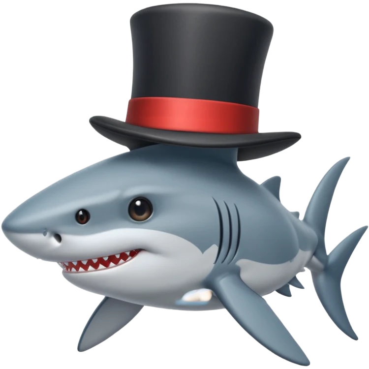 Shark with a top hat emoji