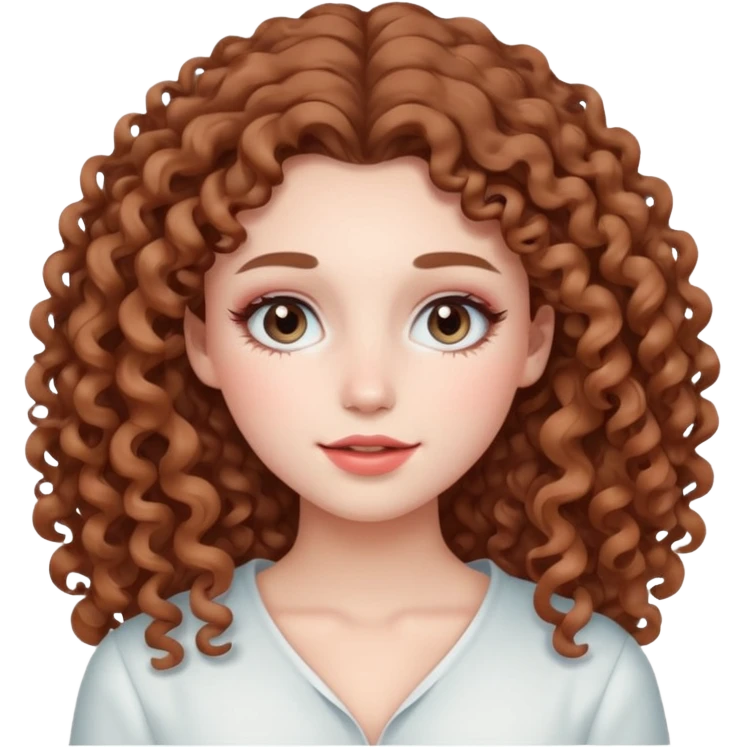 longer curly hair, and pretty withe makeup on giving clean girl vibes emoji